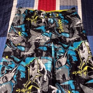 Joe Boxer Neon Yellow and Black Swim Shorts